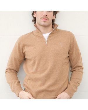 Bel Cashmere Cashmere Camel Zip-Up Jumper - Natural