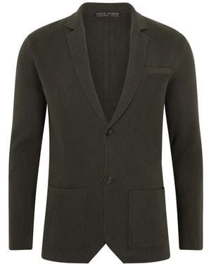 Paul James Knitwear Lightweight Organic Cotton Luca Linen Knitted Blazer - Green