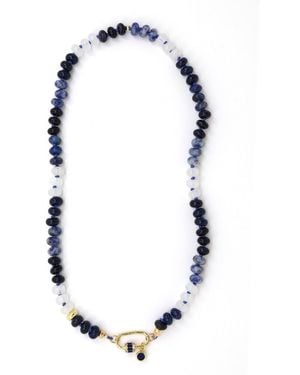 Shar Oke Gemstone Silk Knotted Necklace - Blue
