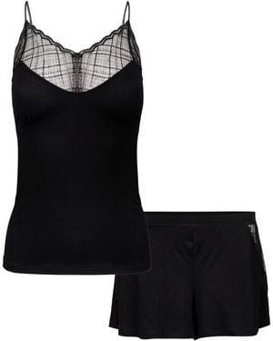 Oh!Zuza Short Pj Set With Lace - Black