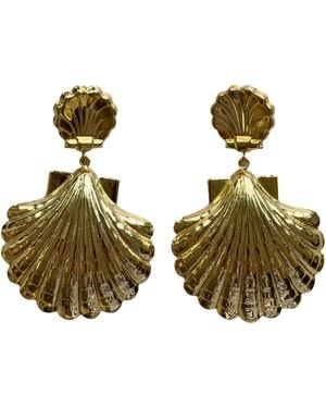 Laura Gray Classic Double Shell Earrings - Green