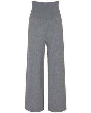 CALLAITE Wide Banding Waist Cashmere Wide Leg Pants - Gray