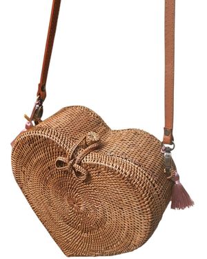 OhSun Faith Rattan & Leather Crossbody - Brown