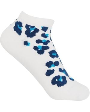 Peper Harow - Made in England Leopard Sneaker Socks - Blue