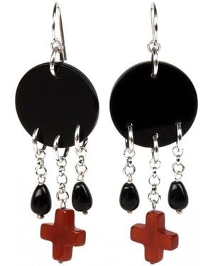 Addicted Latona Earrings With Cross - Black