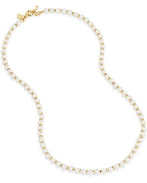 Dower & Hall Timeless White Pearl Halo Necklace - Metallic