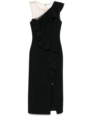 Nissa Ruffled Midi Dress - Black