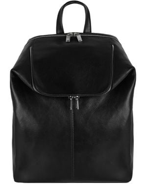 Time Resistance Leather Backpack For - Black