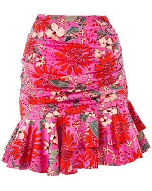 Lita Couture Summer Bouquet Mini Ruffle Skirt - Red