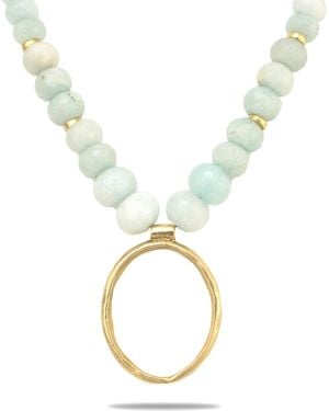 Collection 1304 Aquamarine Sun Necklace - Metallic