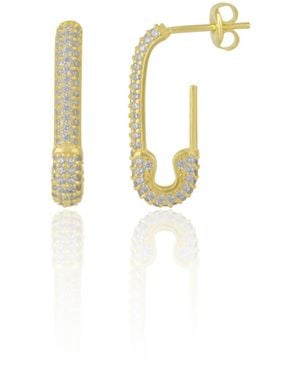 Spero London Pave Safety Pin Earrings Sterling - Metallic