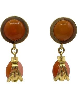 Michael Nash Jewelry Agatha Amber And Rose Two Tone Drop Earrings - Brown