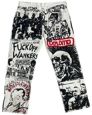 Zasta Studio Frayed Fusion Printed Denim Jeans B - Multicolour
