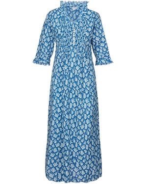 At Last Cotton Annabel Maxi Dress - Blue