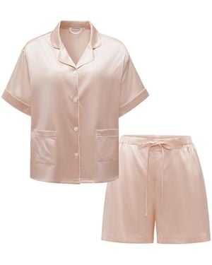 NOT JUST PAJAMA Timeless Collection Silk Short Pyjama Set - Pink