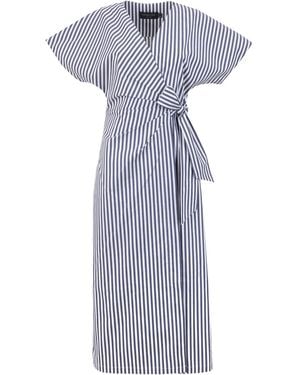 Exquise Collins Stripe Wrap Midi Dress - Blue