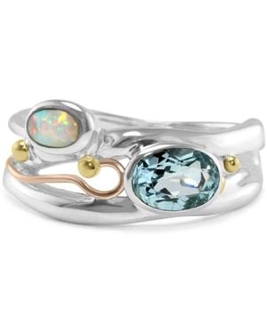 Isla Silver Topaz & Opal Gemstone Ring - Blue