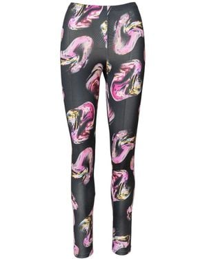 ARTISTA Rose Crystal Printed Elastic Leggings - Black