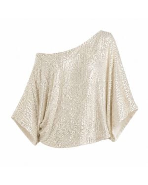Muche Et Muchette Cheri Sequins Loose Poncho Top - Natural