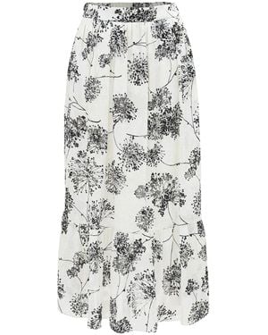 Smart and Joy Long Skirt With Linear Print And Ruffles - Grey