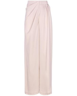 BLUZAT Neutrals Pants With Side Draping - Pink