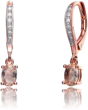 Genevive Jewelry Rose Sterling Cubic Zirconia Tiny Drop Earrings - Multicolour