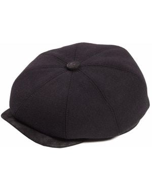 Dasmarca Hats Eden Wool Newsboy Bakerboy Peaky Cap With Leather Visor Peak - Blue