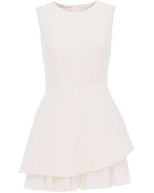 Georgette Bianca Textured Mini Dress - White