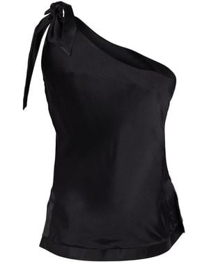 Zetaye Avery Silk One Shoulder Top - Black