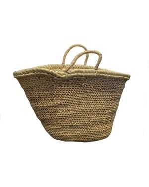 Berber Leather Neutrals The Safi Small Straw & Rattan Beach Tote - Metallic