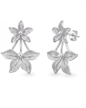 Yieon Stars Fine Floral Filigree Stud Earrings - Metallic