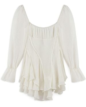Nocturne Ecru Ruffle Mini Dress - White