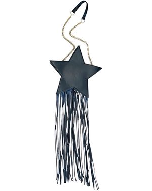 Any Old Iron Star Leather Fringe Bag - Blue