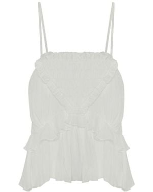 Rue Les Createurs Thin-Strap Ecru Blouse - White