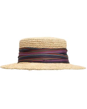 Lost Pattern Frida's Garden Raffia Hat With Ribbon Band - Multicolour