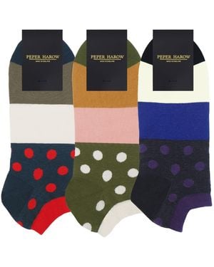 Peper Harow - Made in England Mayfair Trainer Socks – Bundle - Blue