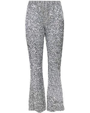 Riviera Soirée Poppy Sequins Flared Pants - Gray