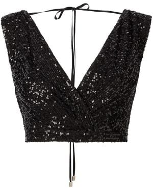 Lita Couture Sequin V-Neck Top - Black