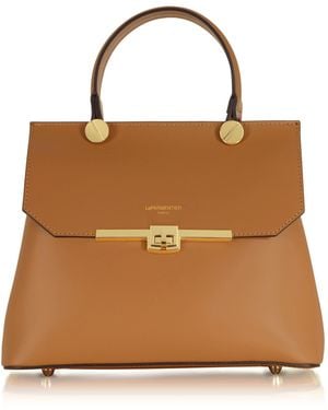 Le Parmentier Atlanta Top Handle Satchel Bag W/Shoulder Strap - Brown