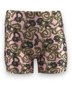 Monzlapur New York Snake Print Biker Short- Bubble Gum - White