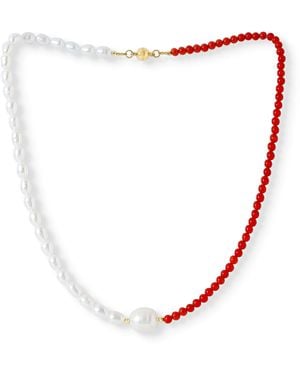 Pearls of the Orient Online Nova Single Strand Coral & Cultured Freshwater Pearl Necklace - Multicolour