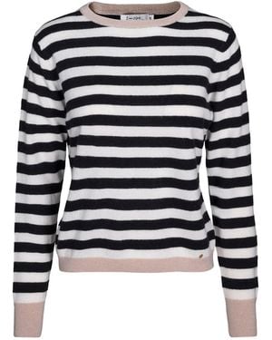 tirillm Neutrals Sasha Basic Cashmere Pullover With Round Neck, Stripes - Black