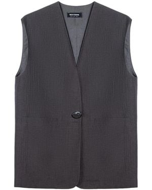 Nocturne Tailored V-Neck Vest - Gray