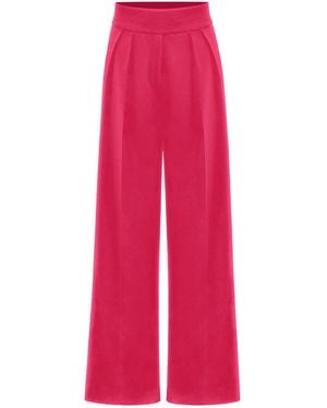 Tia Dorraine High-Waist Wide-Leg Pants - Red