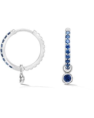 Dower & Hall Sapphire Dewdrop Charm Hoops - Blue