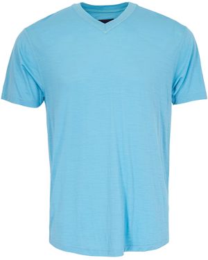 lords of harlech Victor Merino V-Neck Tee - Blue