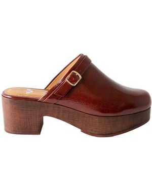 Fortress Abby Platform Clog Chocolate Crinkle Patent - Brown