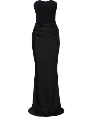 Lita Couture Strapless Draped Gown - Black