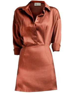 ALINA CERNĂTESCU Nicosia Mini Office Cocktail Shirt Dress - Brown