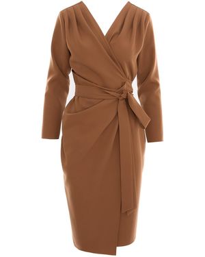 concept A trois Cappuccino Cocktail Dress With Long Sleeves - Brown